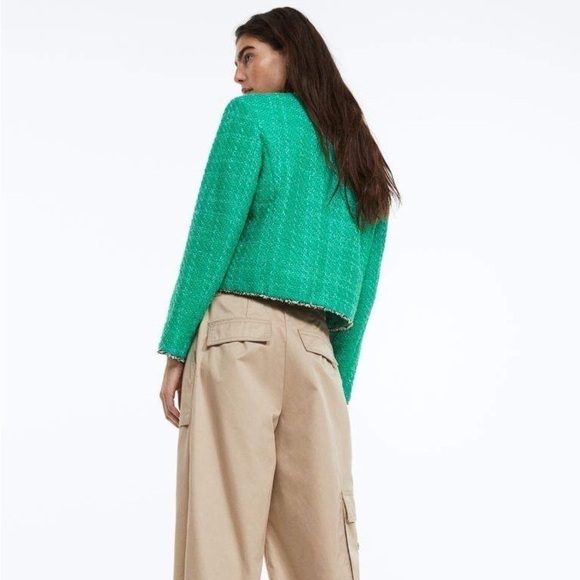 H&M Textured-weave Jacket in Green XL - Picture 4 of 13
